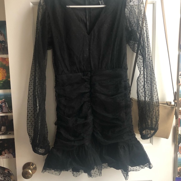 Black dot mesh dress - Picture 3 of 4